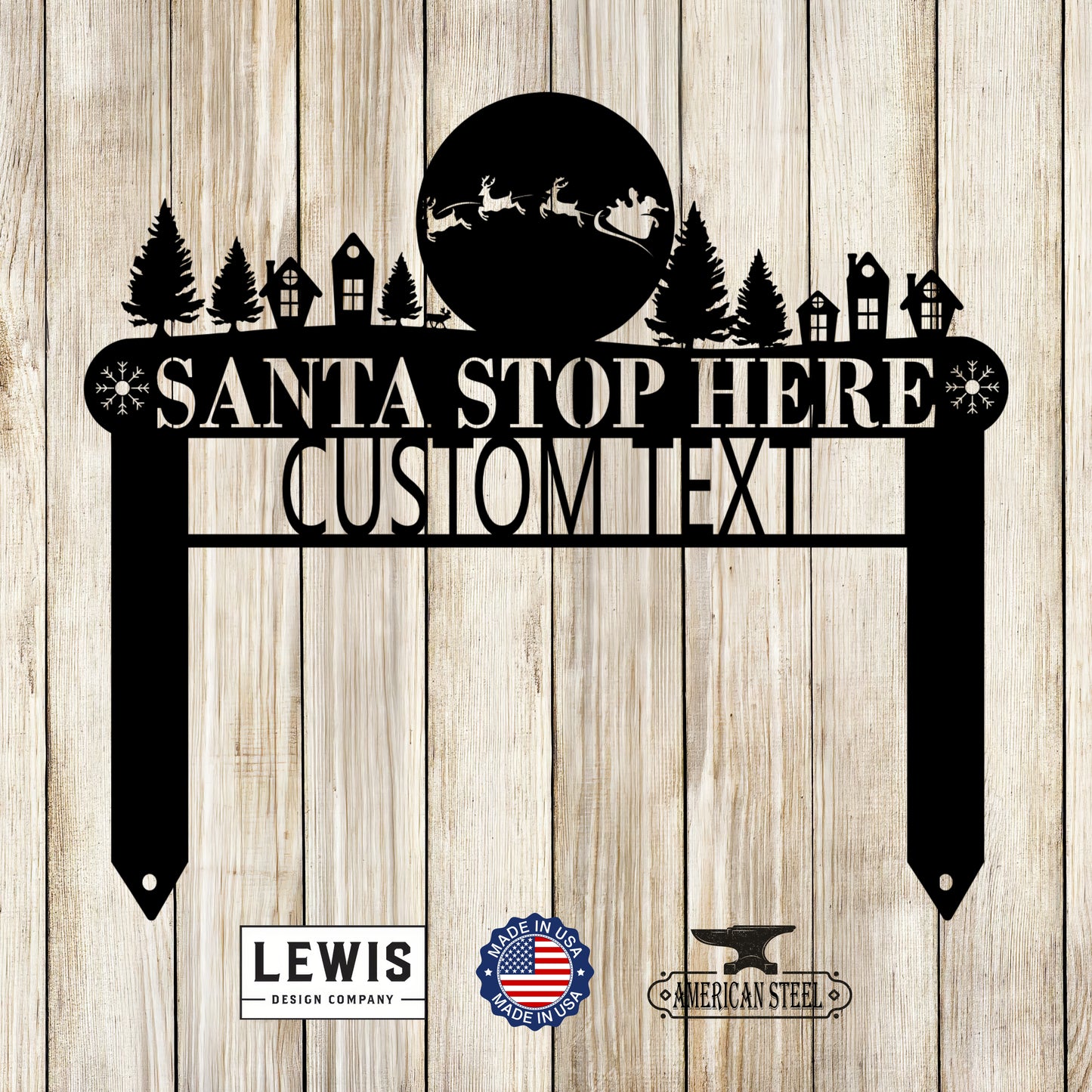 Santa Stop Here Custom Name Metal Yard Sign