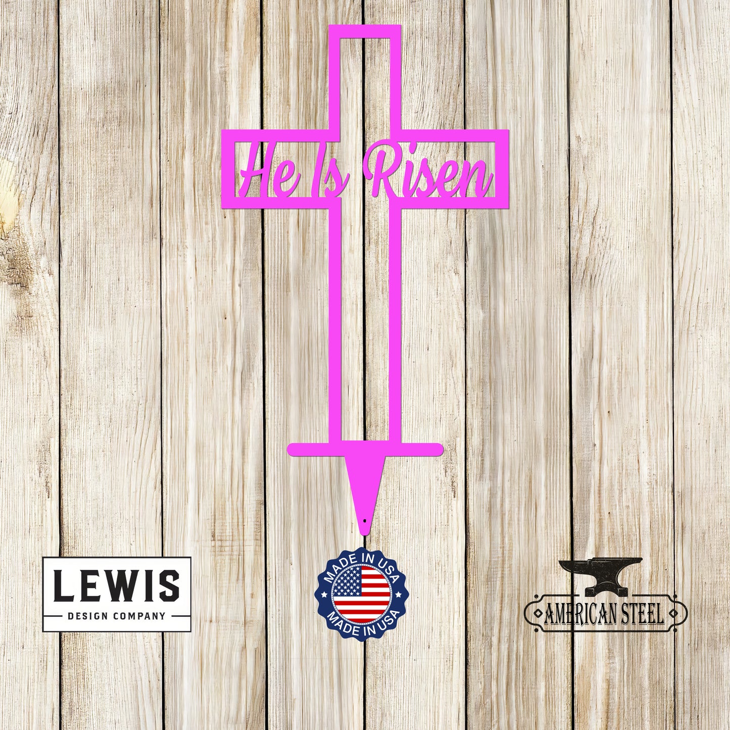 He Is Risen Cross Metal Yard & Garden Sign, Outdoor Easter Sign