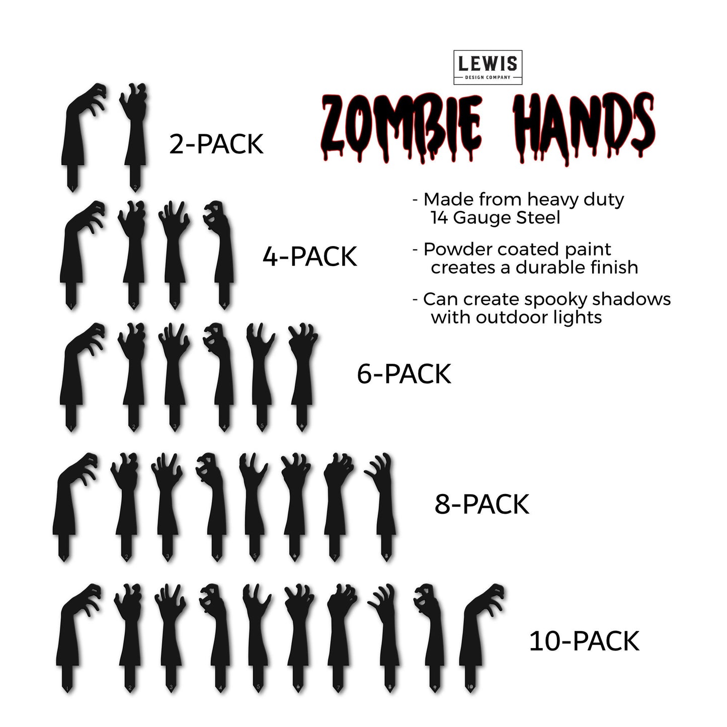 Striped Zombie Hands Metal Yard Stakes, UV Printed, Zombies, Zombie Decor, Halloween Decor, Fall Decor, Halloween Sign, Zombie Decoration