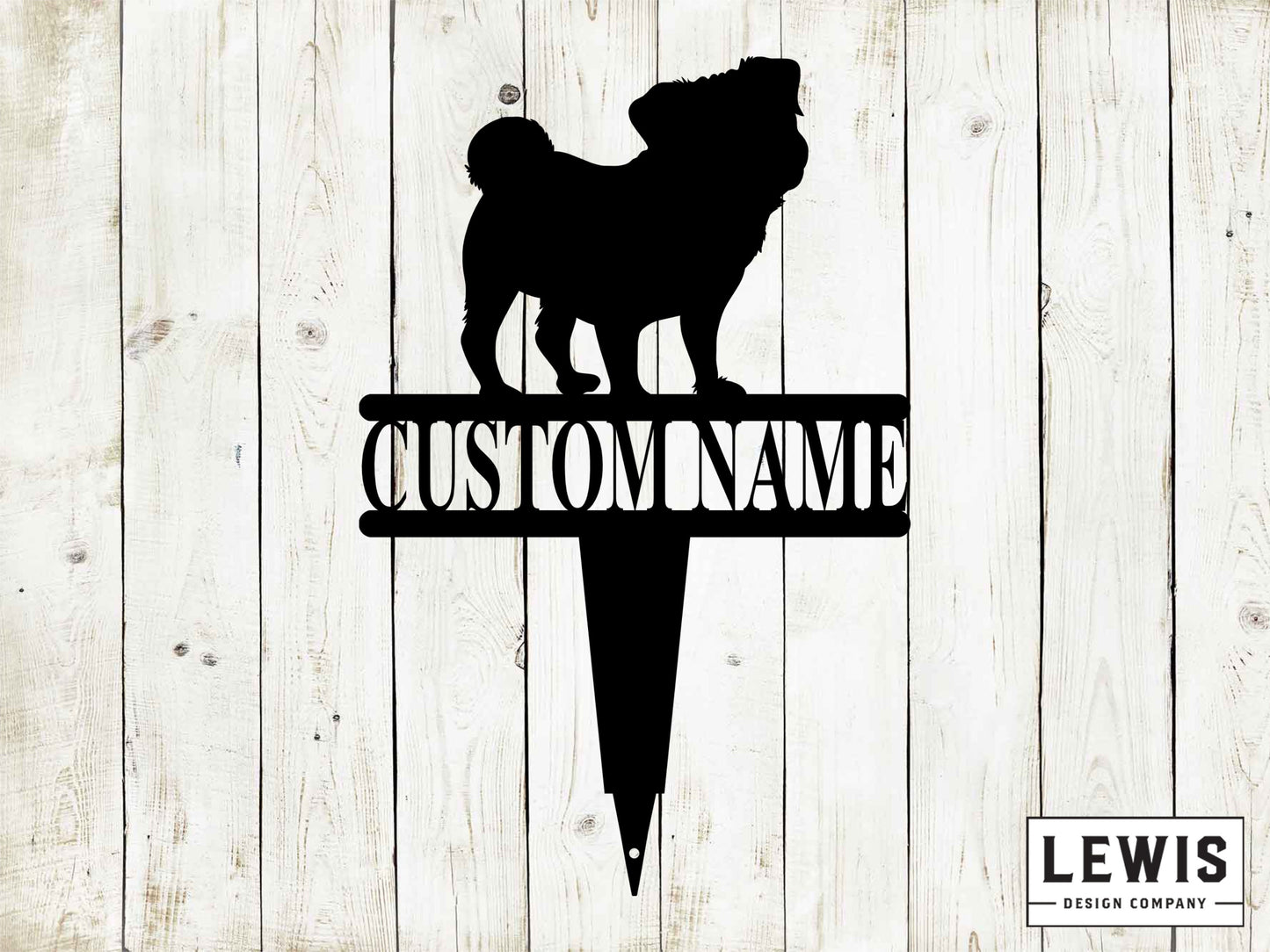 Pug Yard Stake with Custom Name, Pug Sign, Custom Metal Stake, Pug, Pug Name Stake, Dog Lovers, Dog Sign, Custom Name Dog Sign, Pug Sign