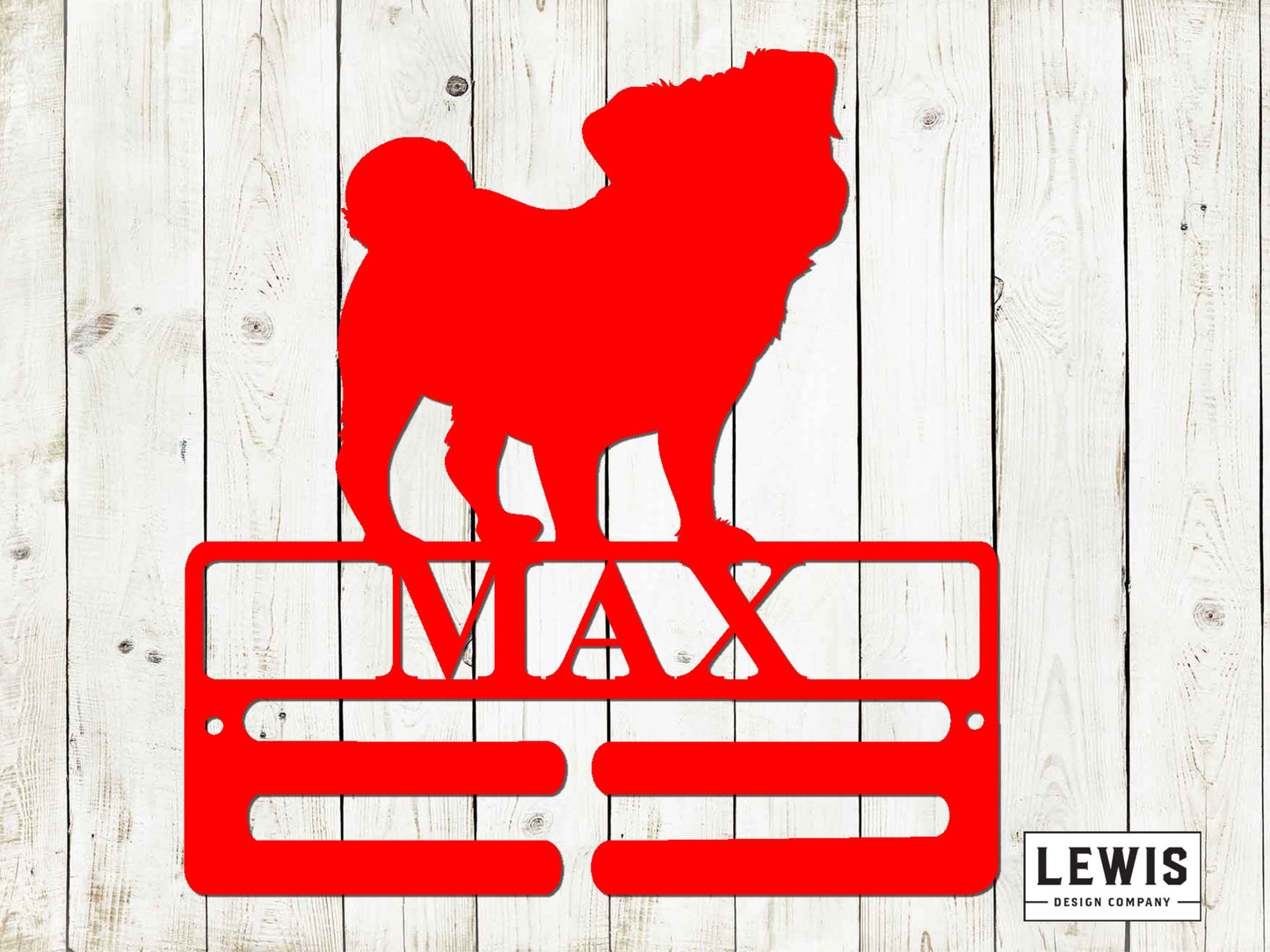 Pug Leash Hanger with Custom Name, Metal Sign, Pug Sign, Custom Metal Sign, Pug, Pug Name Sign, Dog Lovers, Dog Sign, Dog Leash Hanger