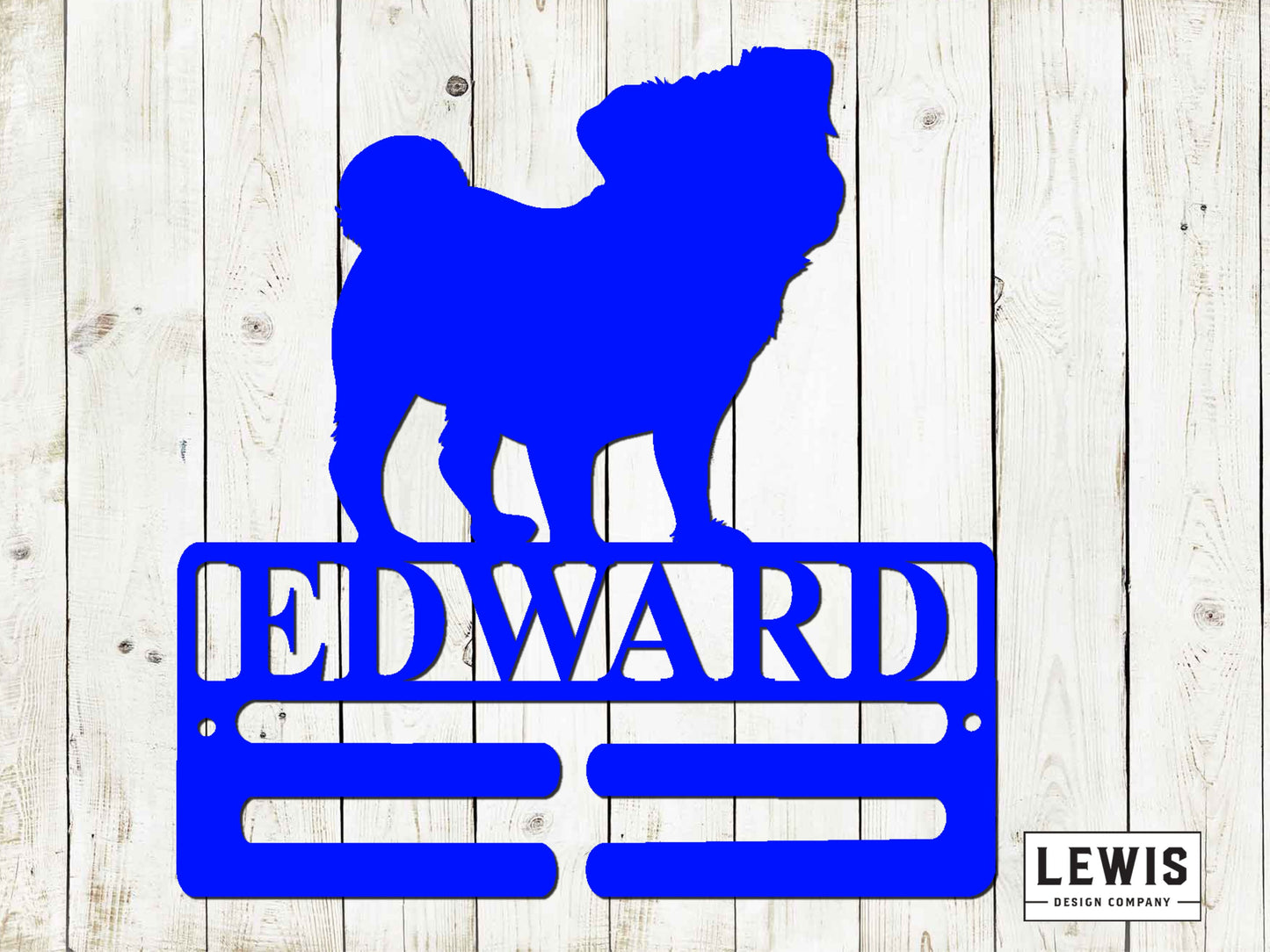 Pug Leash Hanger with Custom Name, Metal Sign, Pug Sign, Custom Metal Sign, Pug, Pug Name Sign, Dog Lovers, Dog Sign, Dog Leash Hanger