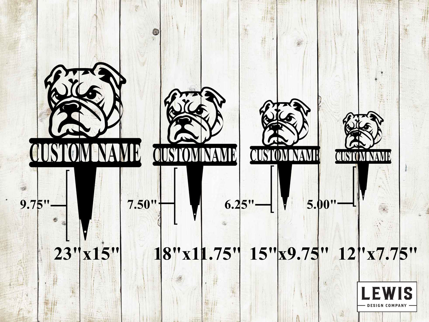 Bulldog Yard Stake with Custom Name, Bulldog Sign, Custom Metal Stake, Bulldog, Dog Lovers, Dog Sign, Dog Name Sign, Bulldog Sign