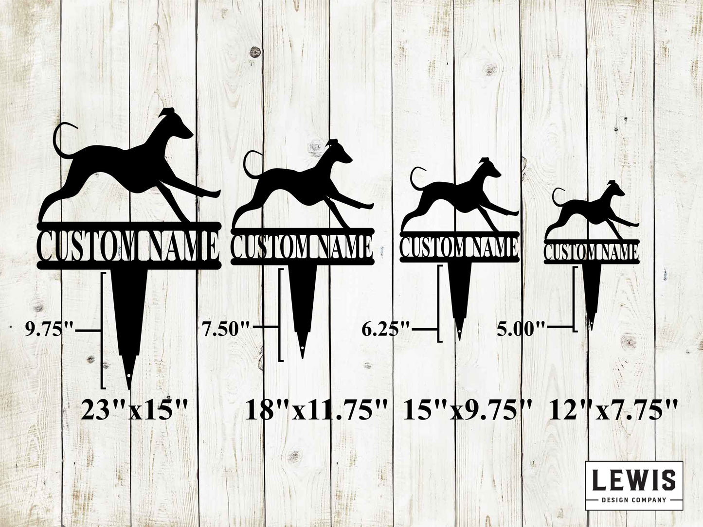 Greyhound Yard Stake with Custom Name, Greyhound Sign, Custom Metal Stake, Greyhound Name Stake, Dog Lovers, Dog Sign, Greyhound Yard Sign