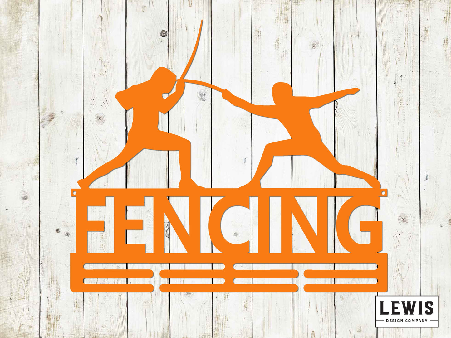 Fencing Duel Custom Name Medal Hanger Monogram - 12 Rungs for medals & Ribbons, Medal Display, Sports Medals, Kids Room Decor, Fencing