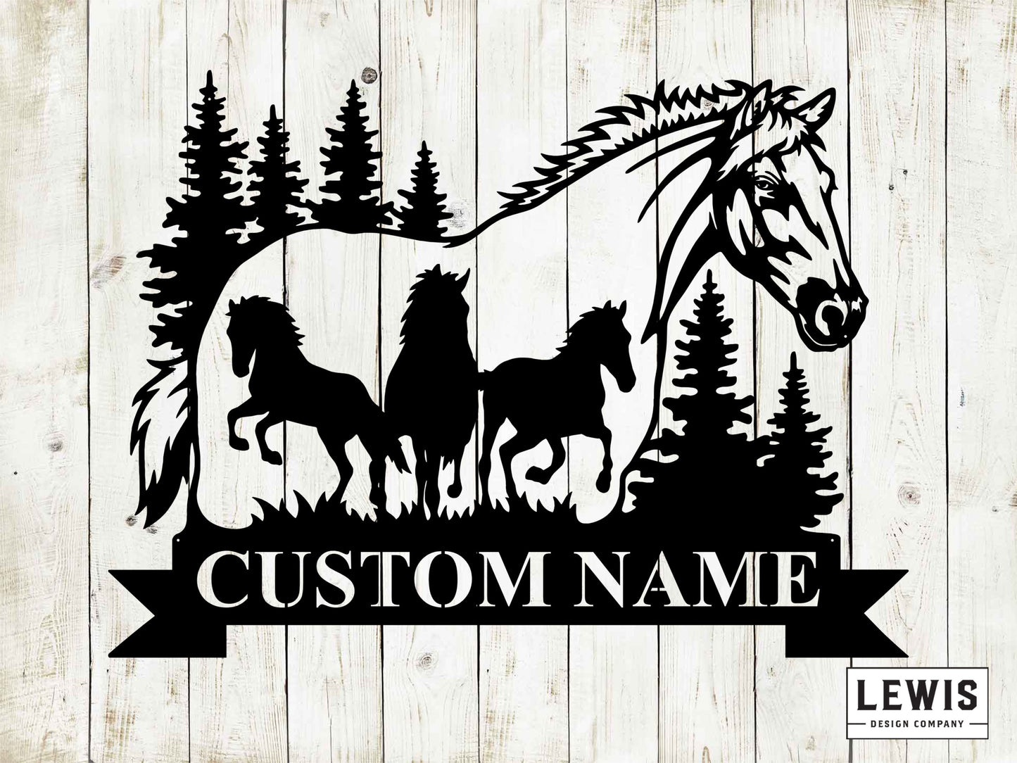 Horse custom name metal ranch sign in 14-gauge powder-coated steel
