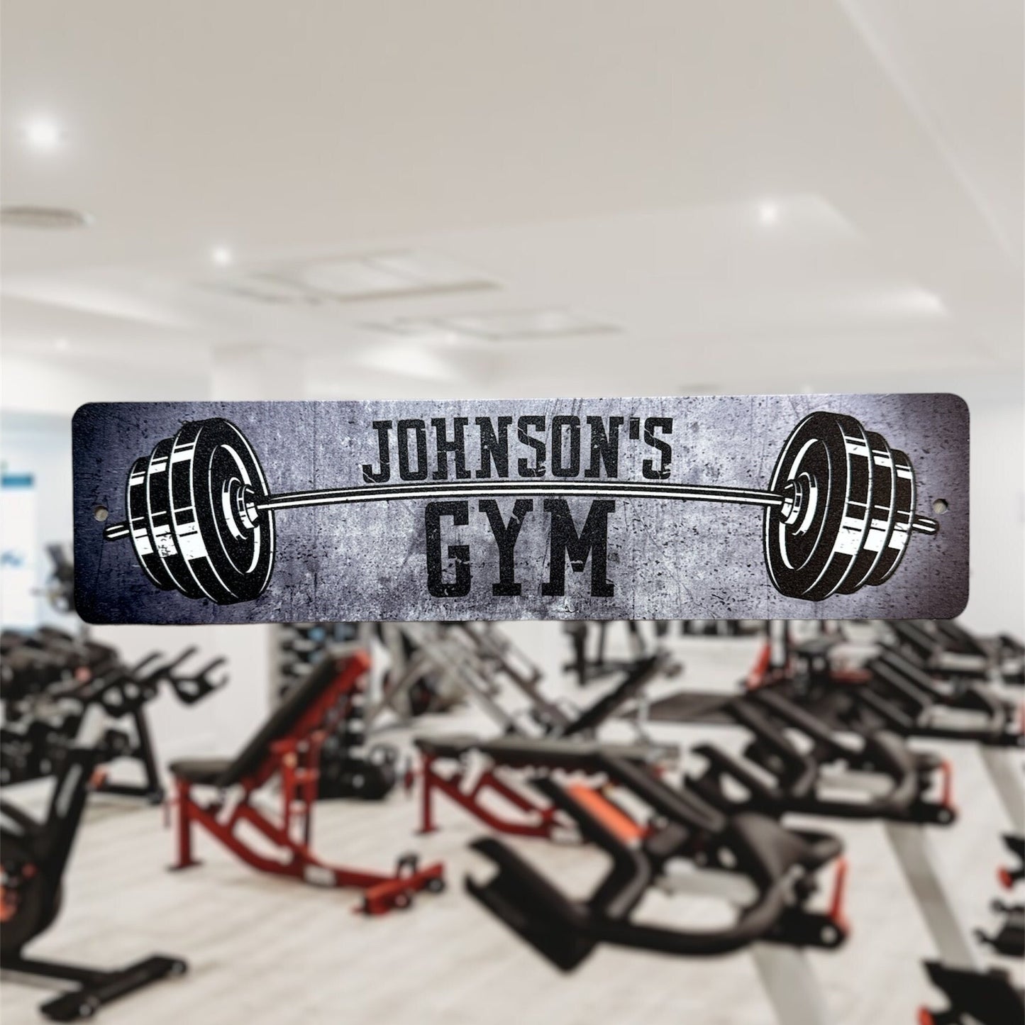 Custom Gym Nameplate, Custom Metal Powder Coated & Printed Name Sign