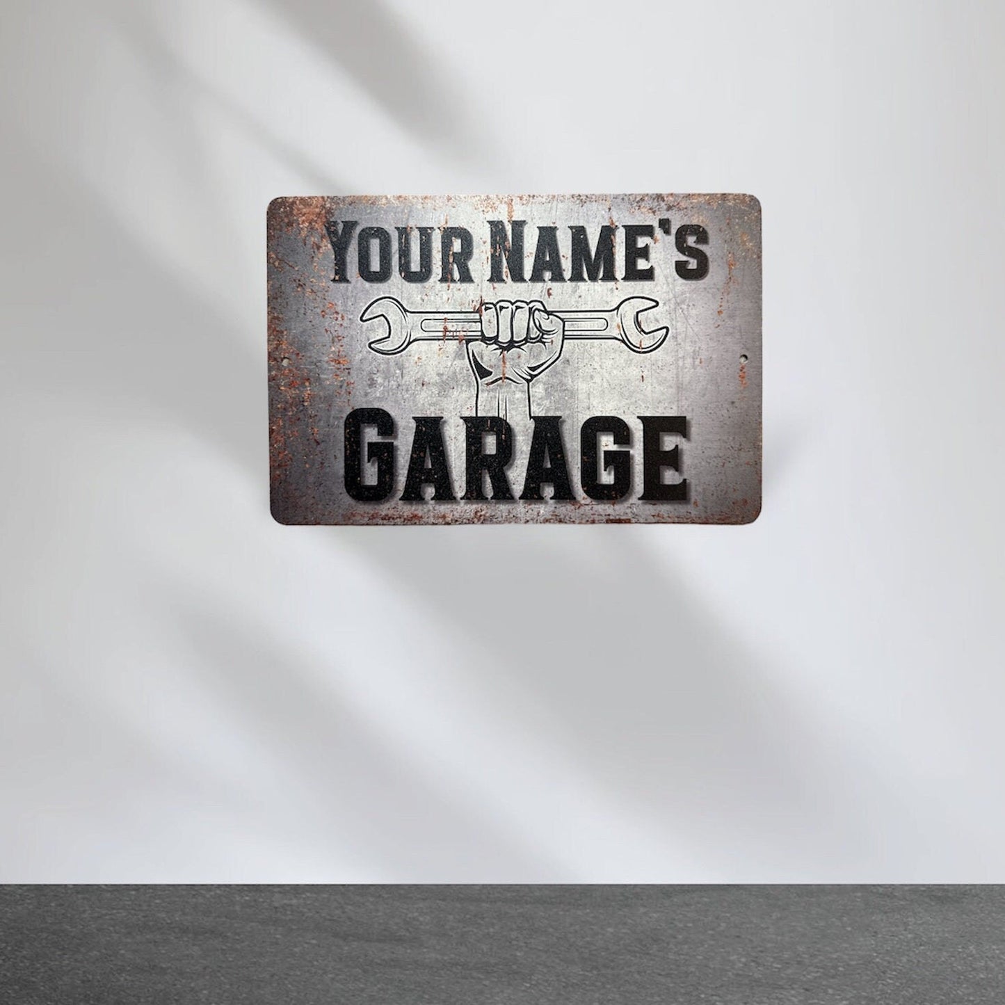 Custom Rusty Garage Sign, Custom Metal Powder Coated & Printed Name Sign