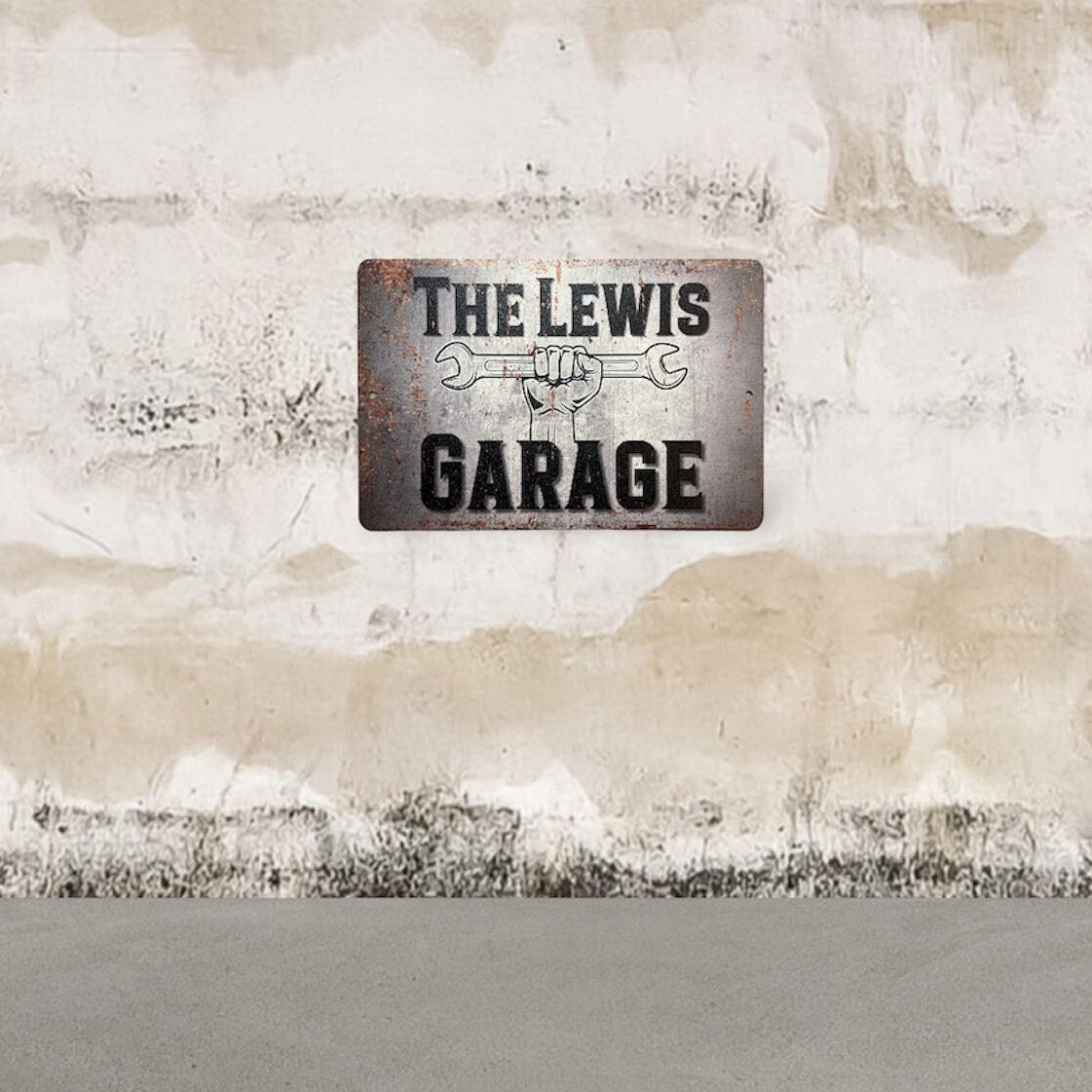 Custom Rusty Garage Sign, Custom Metal Powder Coated & Printed Name Sign