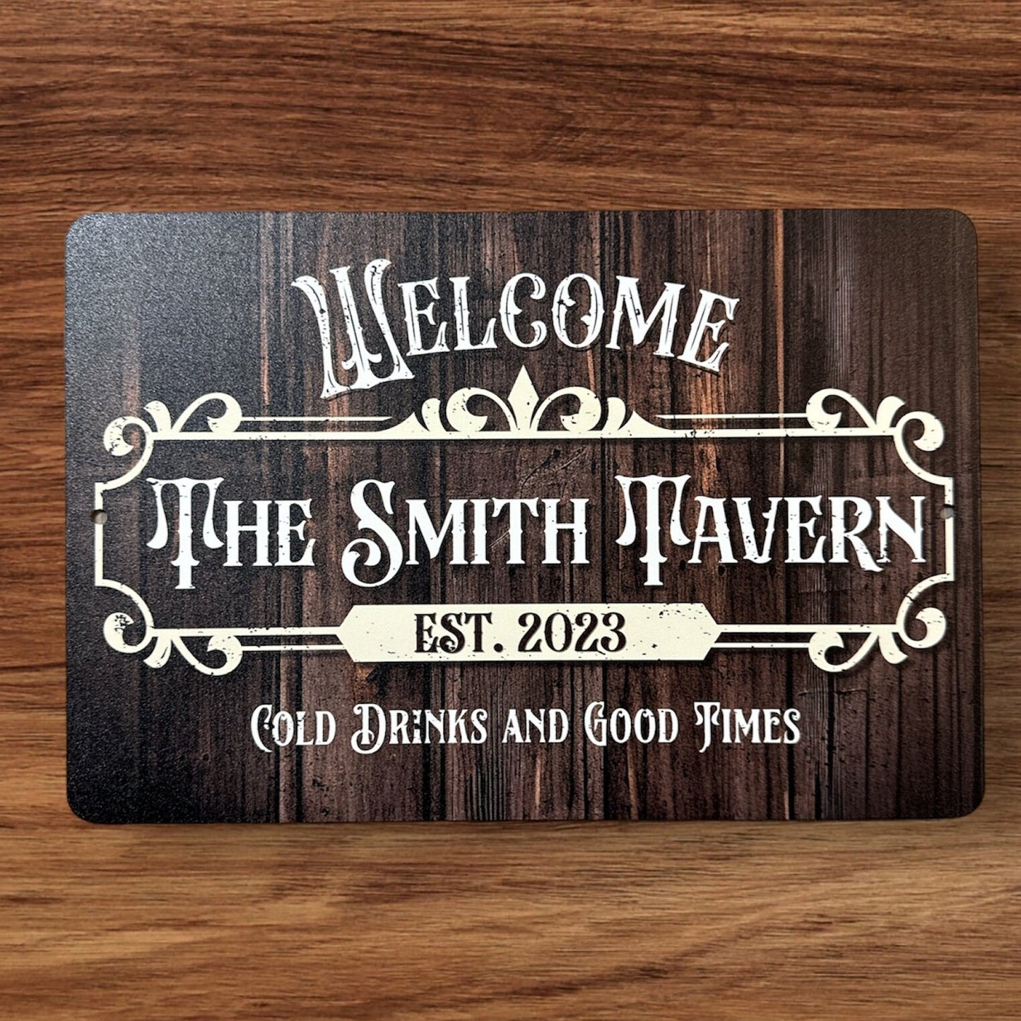 Custom Bar Sign, Custom Metal Powder Coated & Printed Name Sign