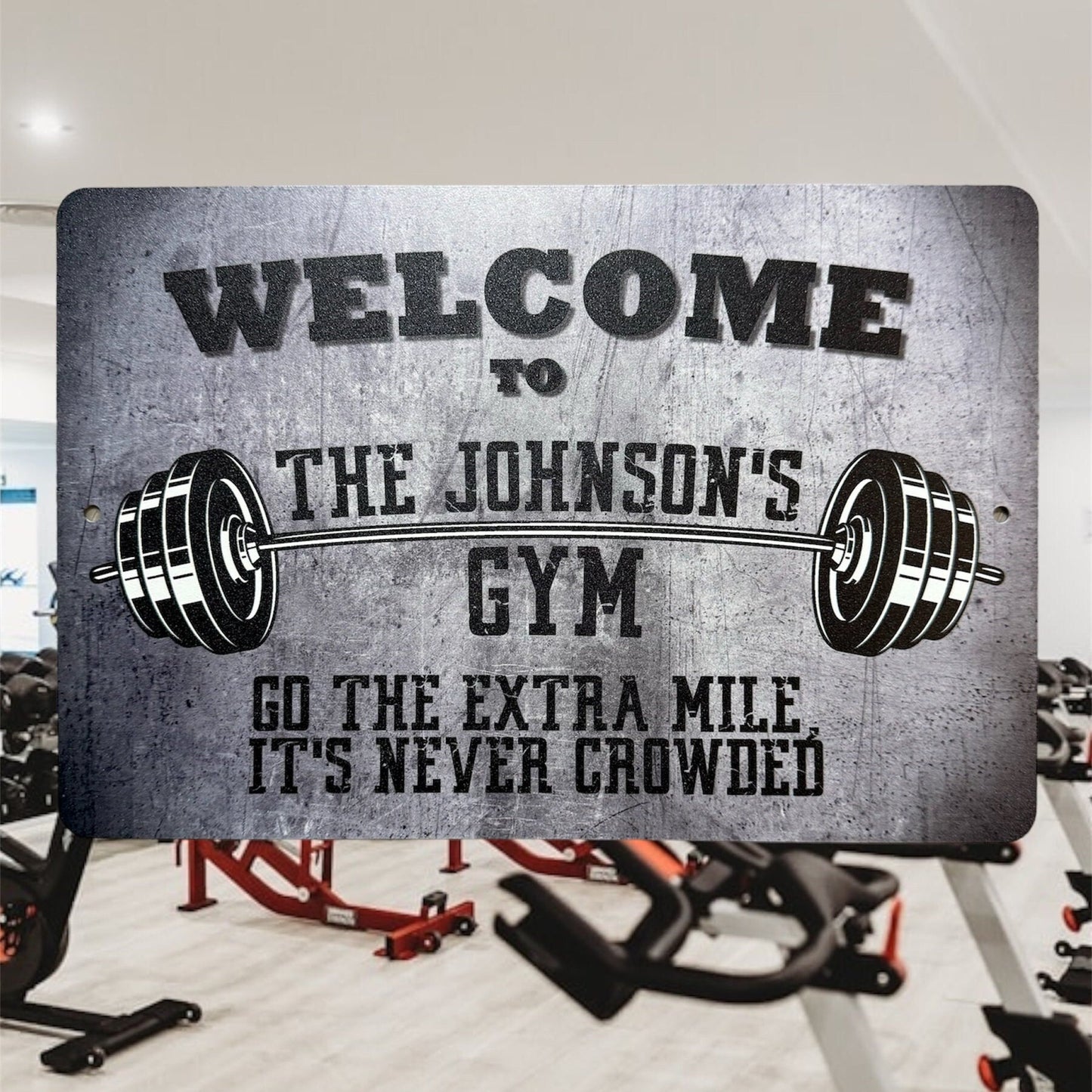 Custom Gym Welcome Sign, Custom Metal Powder Coated & Printed Name Sign