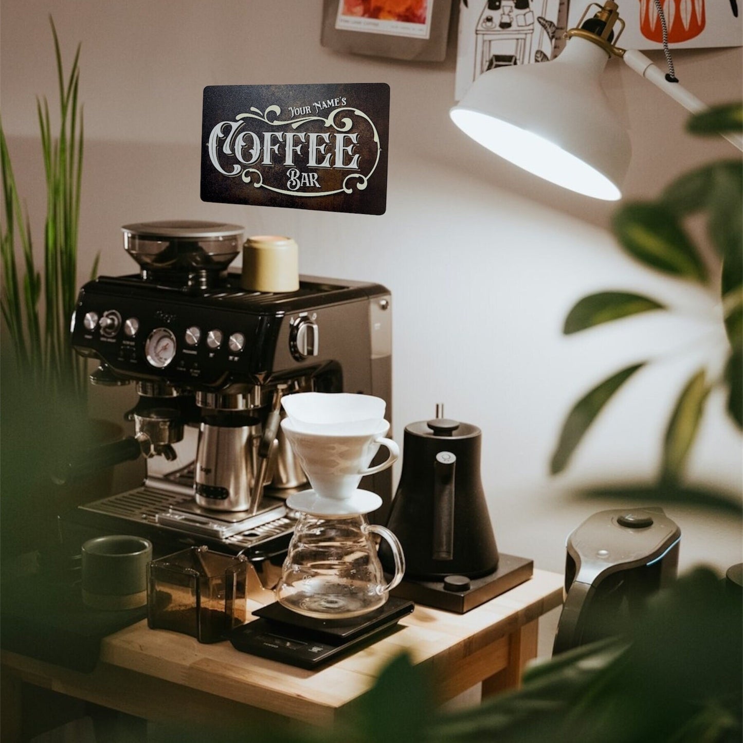 Custom Coffee Bar Sign, Custom Metal Powder Coated & Printed Name Sign