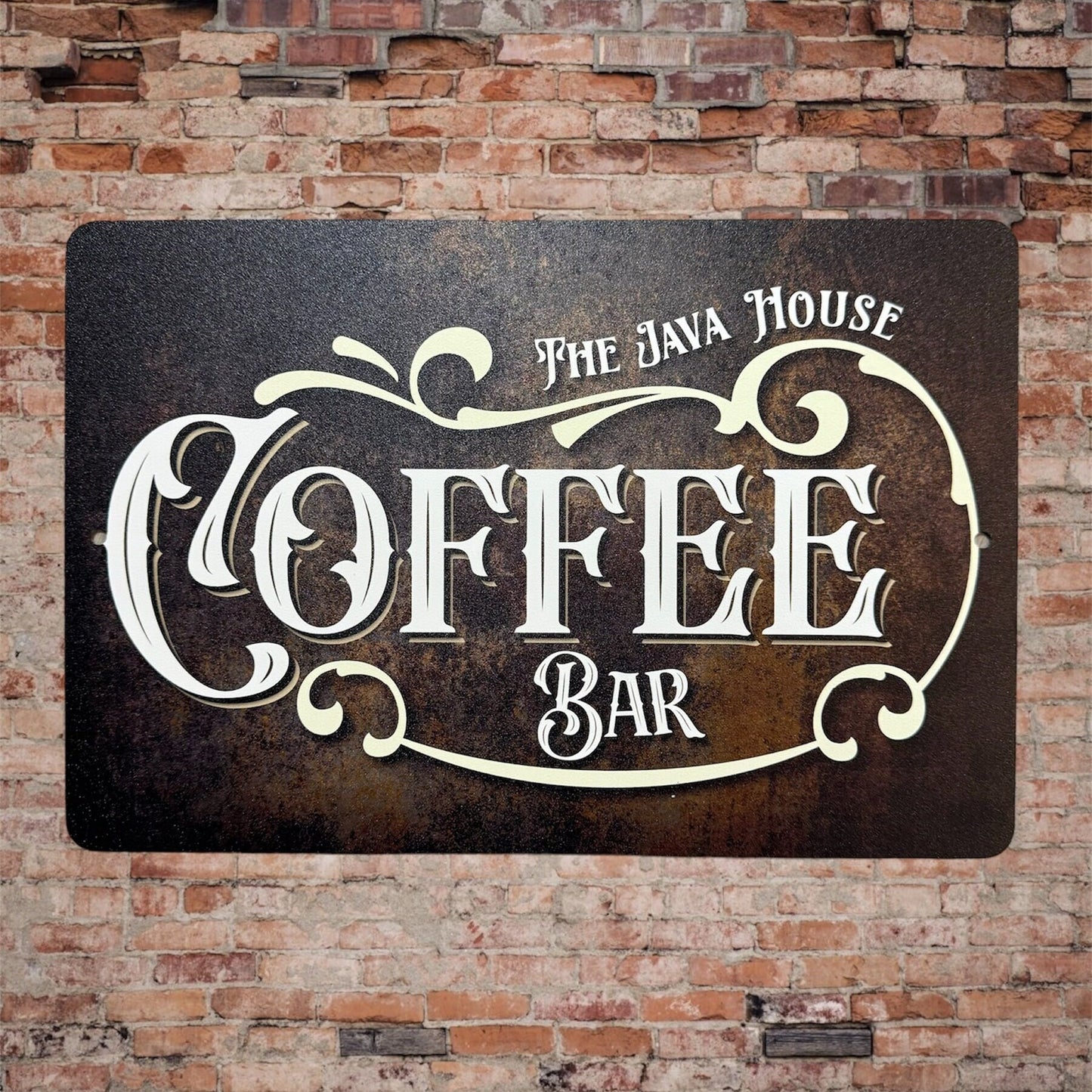 Custom Coffee Bar Sign, Custom Metal Powder Coated & Printed Name Sign