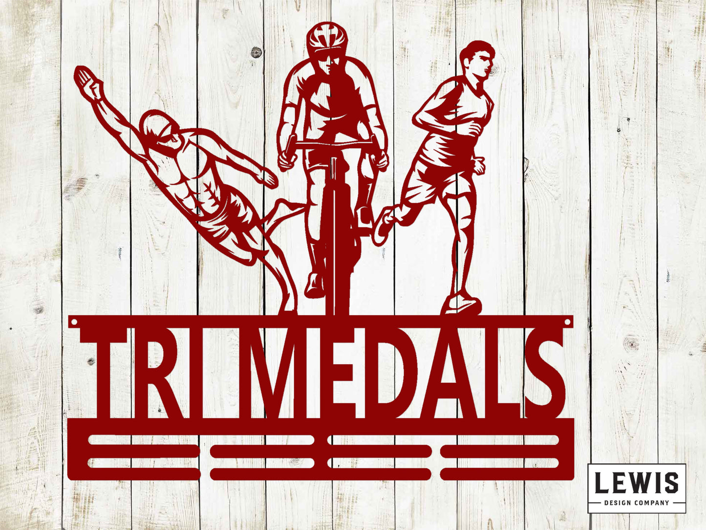 Triathlon Medal Hanger with Custom Monogram Name Metal Sign, Personalized Medal Hanger, Triathlon, Swim, Bike, Run, Triathlon Medal Display