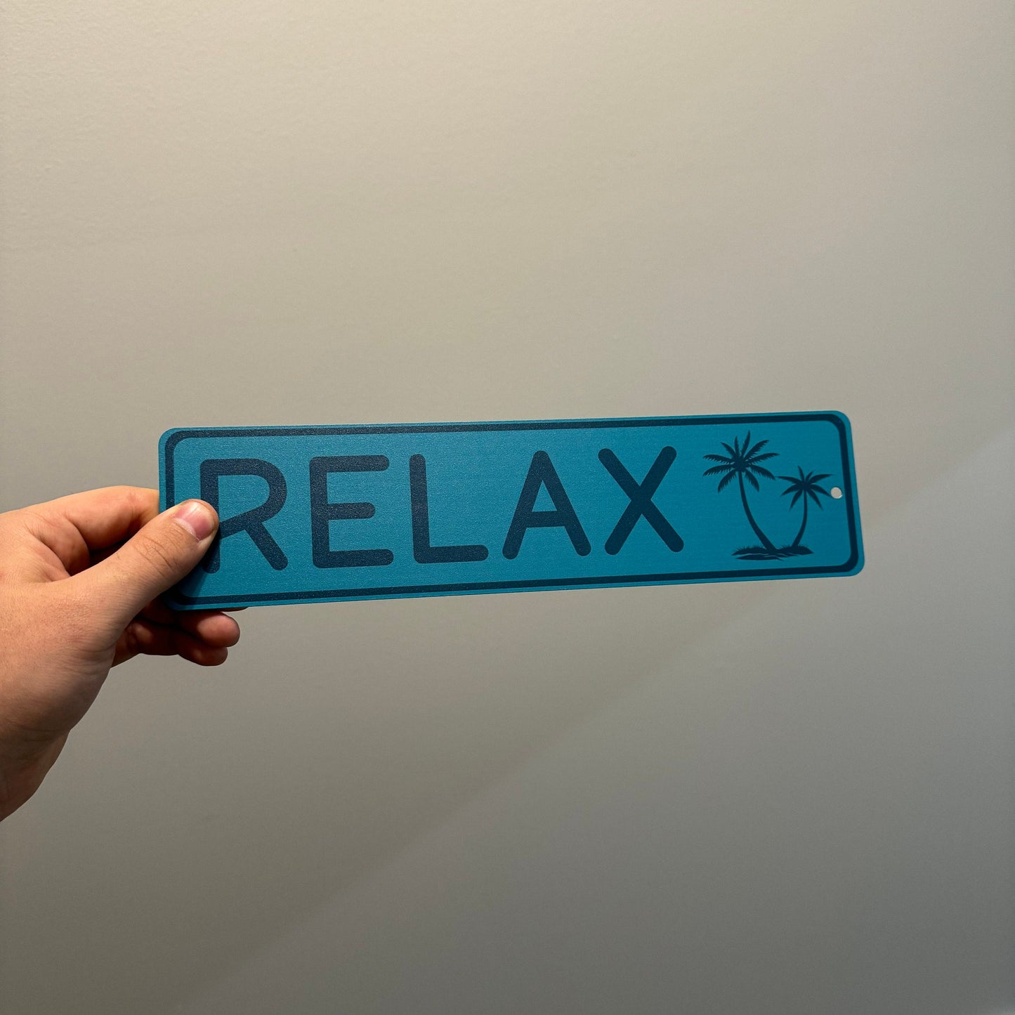 Relax Beach Sign, Custom Metal Powder Coated & Printed Name Sign