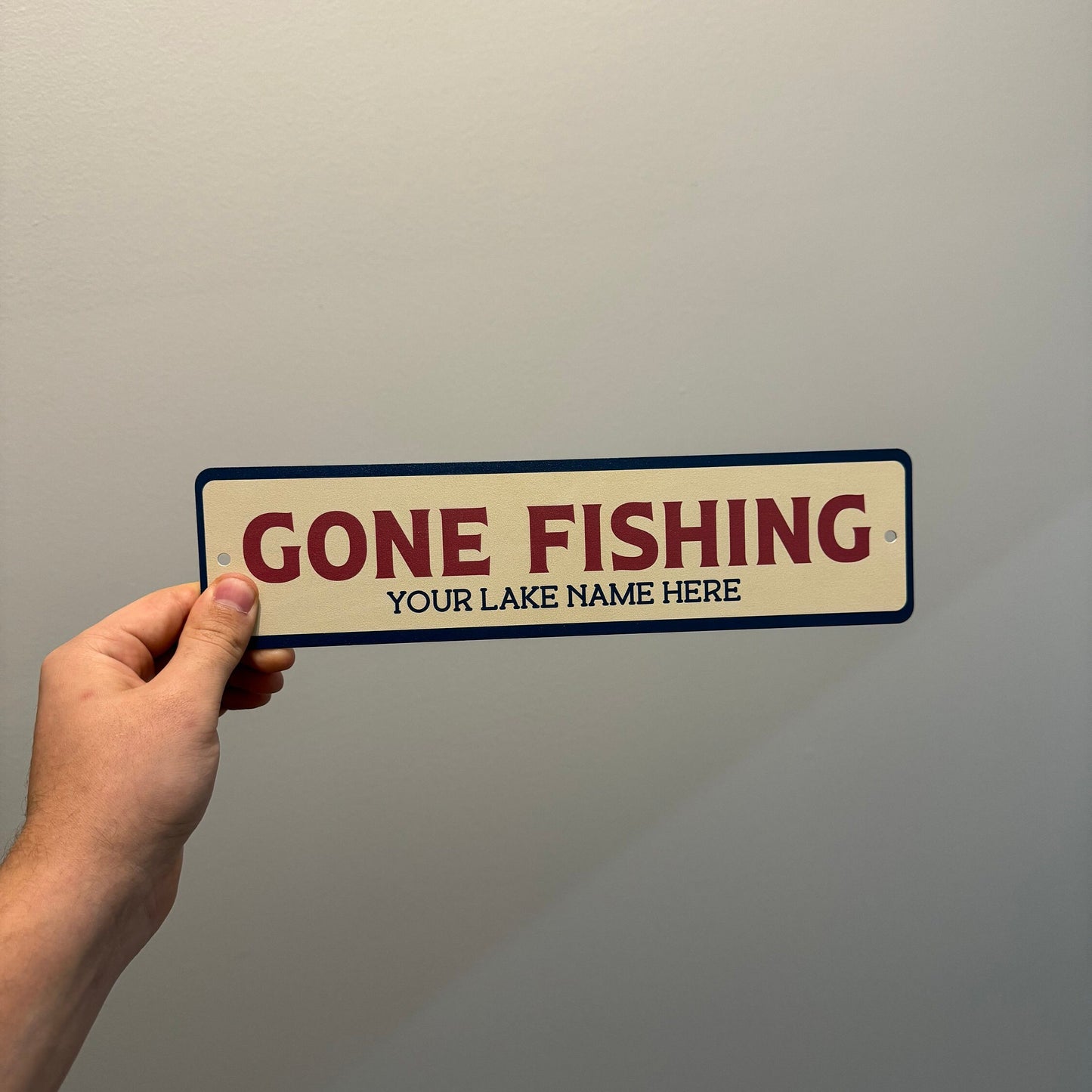 Custom Gone Fishing Sign, Custom Metal Powder Coated & Printed Name Sign