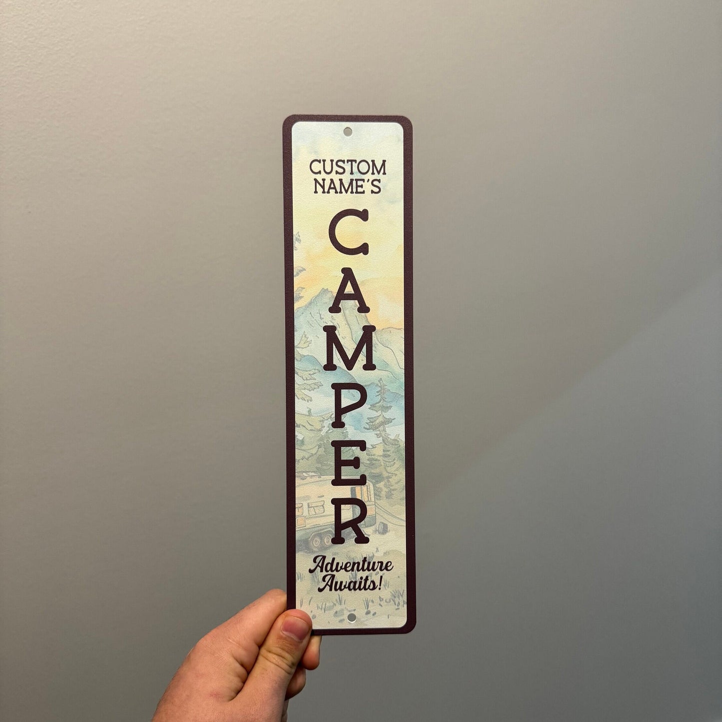 Custom Camper Sign, Custom Metal Powder Coated & Printed Name Sign