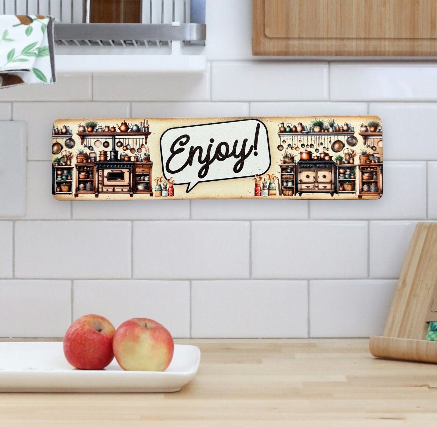 Enjoy Kitchen Sign, Custom Metal Powder Coated & Printed Name Sign