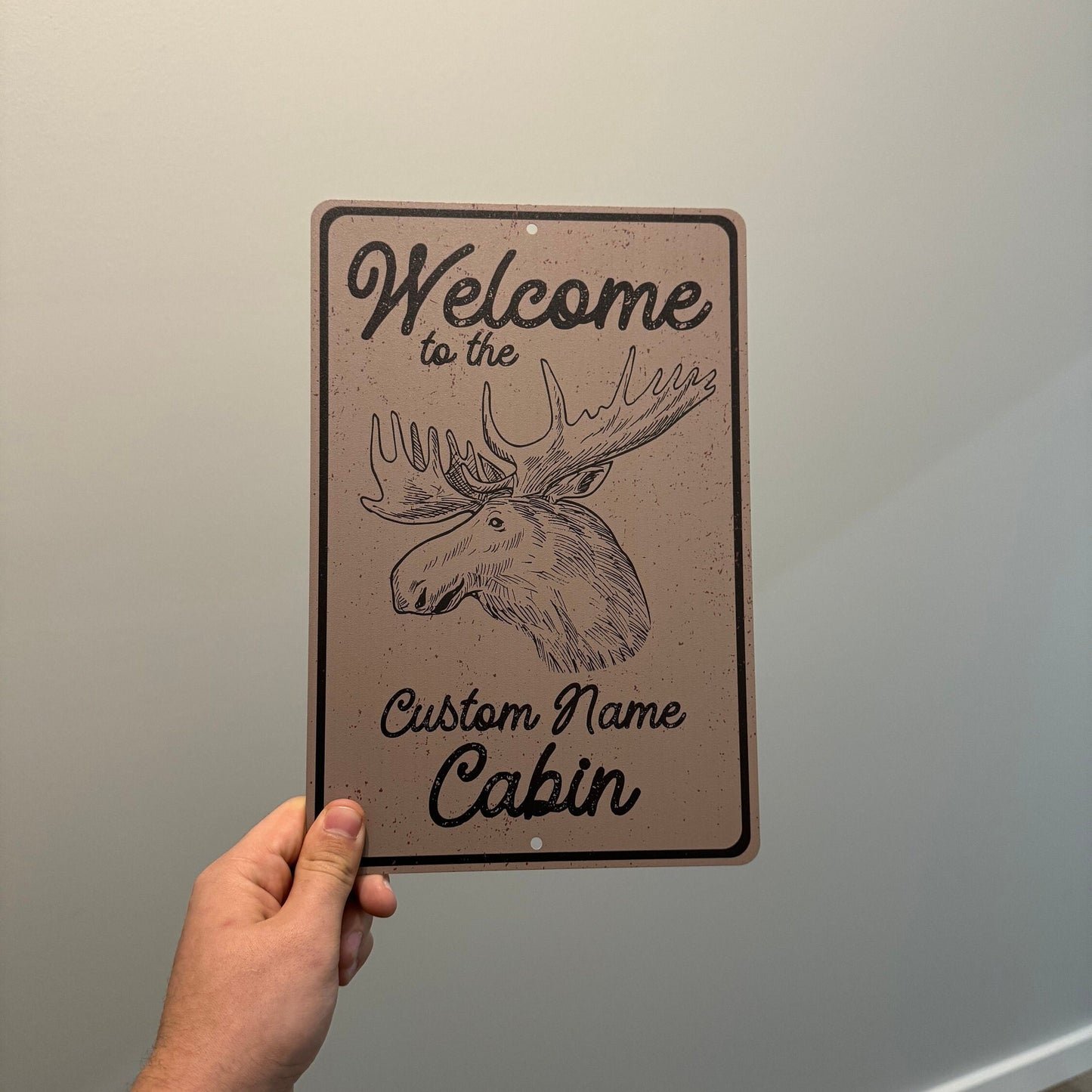 Custom Cabin Welcome Sign, Custom Metal Powder Coated & Printed Name Sign