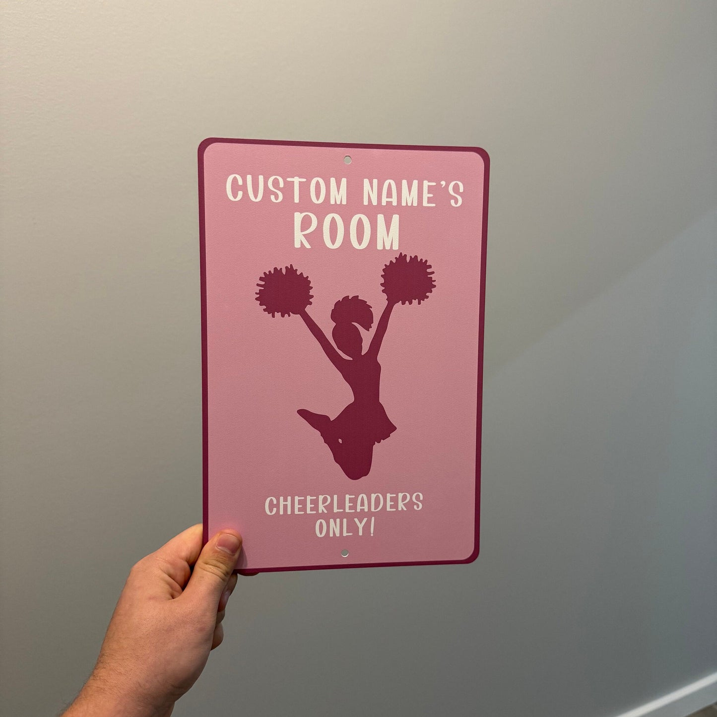 Custom Cheerleader Room Sign, Custom Metal Powder Coated & Printed Name Sign