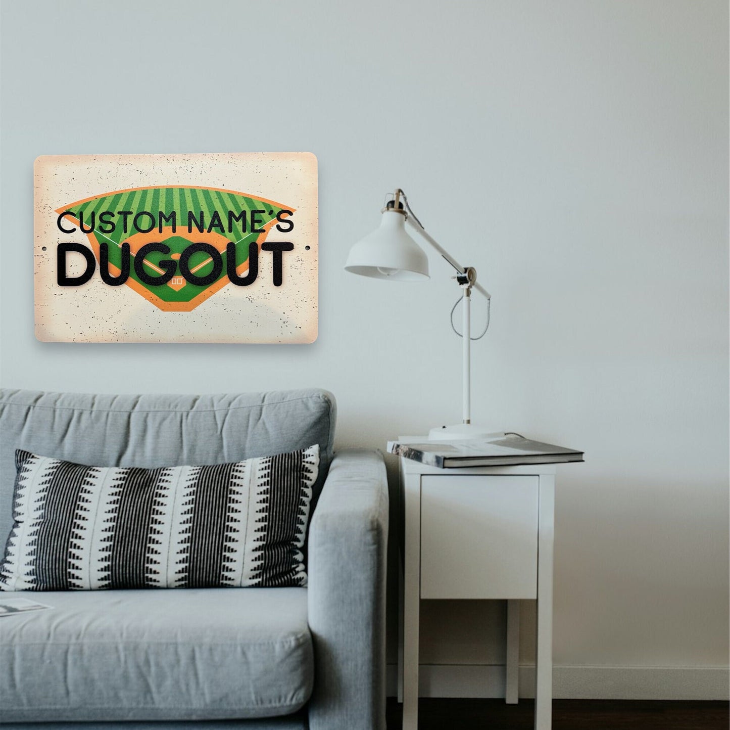 Custom Baseball Room Sign, Custom Metal Powder Coated & Printed Name Sign