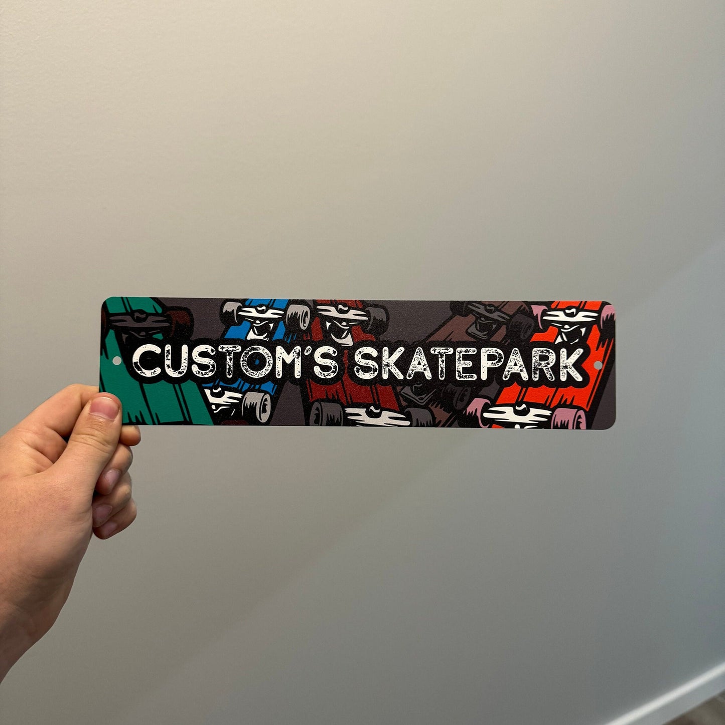 Custom Skatepark Name Sign, Custom Metal Powder Coated & Printed Name Sign