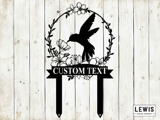 Custom Hummingbird Garden Metal Stake