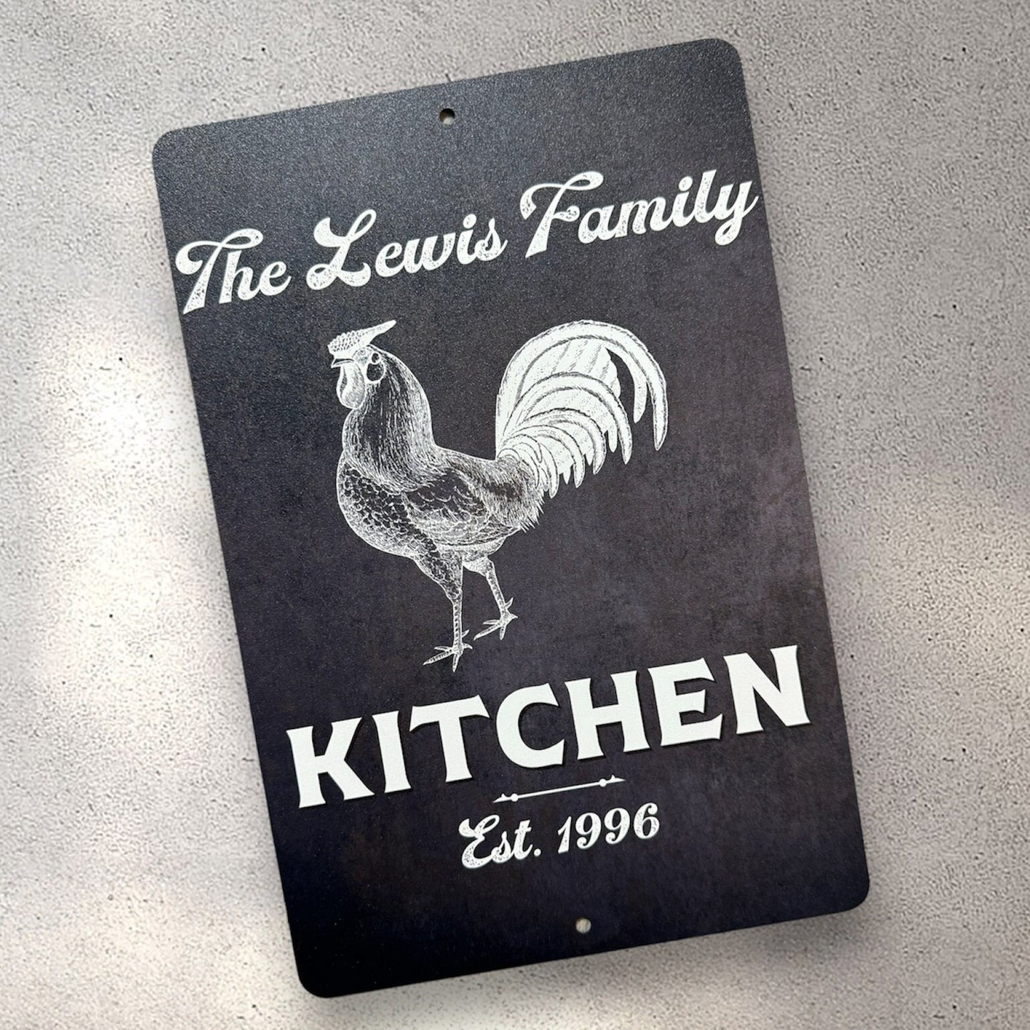 Custom Chicken Kitchen Sign, Custom Metal Powder Coated & Printed Name Sign