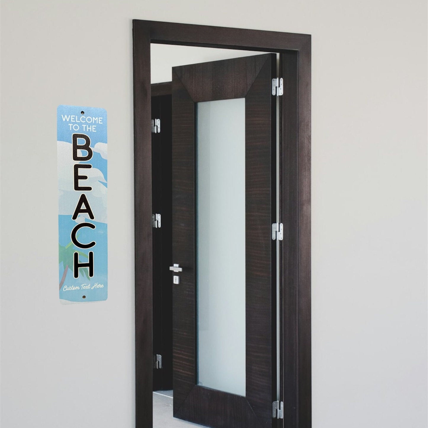 Custom Printed Welcome to the Beach Sign, Custom Metal Powder Coated & Printed Name Sign