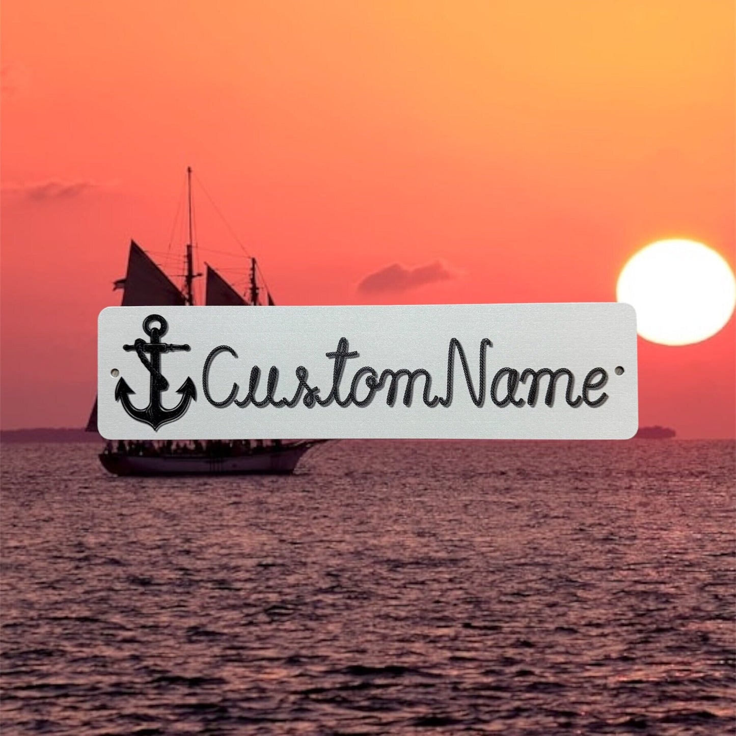 Custom Boat Nameplate, Custom Metal Powder Coated & Printed Name Sign