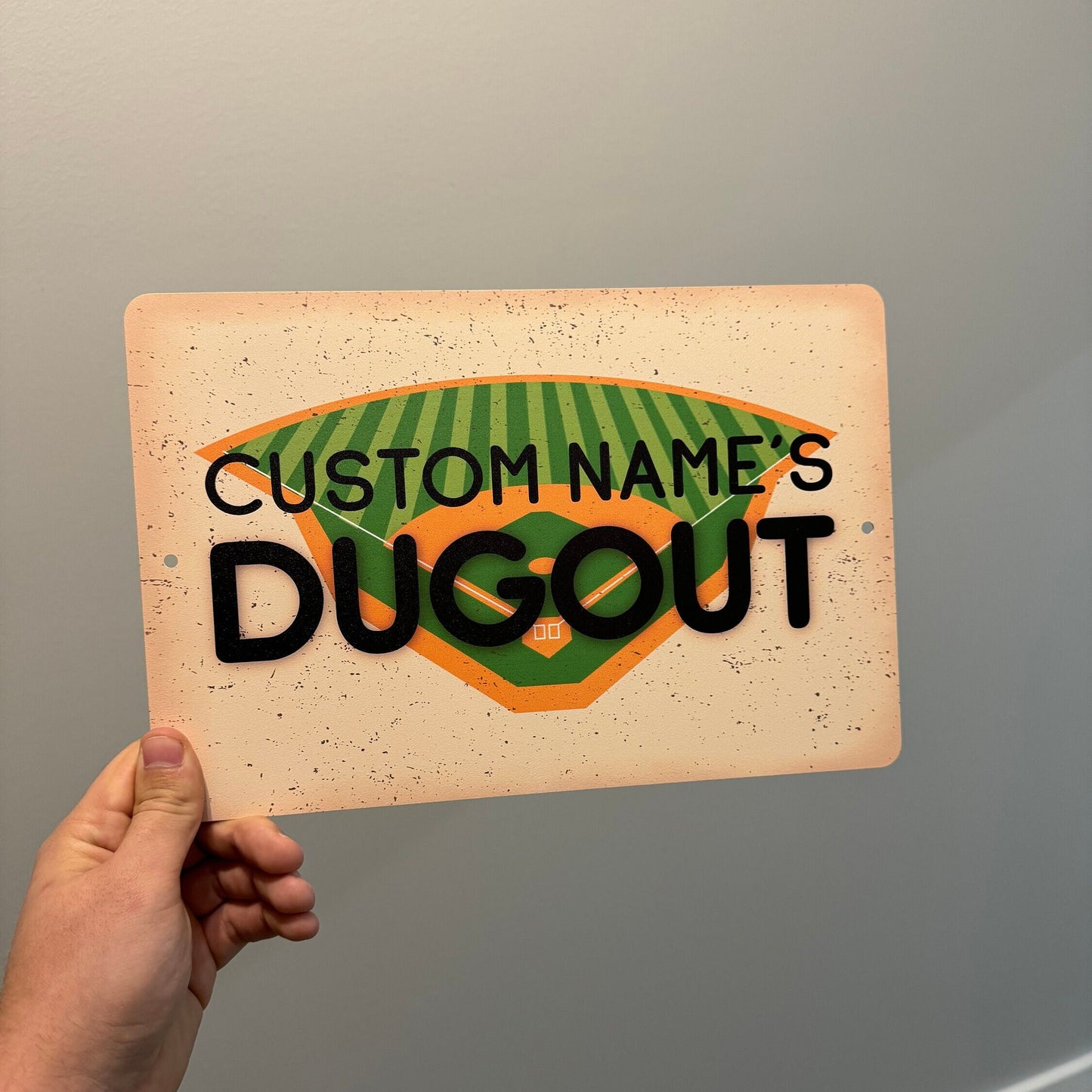 Custom Baseball Room Sign, Custom Metal Powder Coated & Printed Name Sign