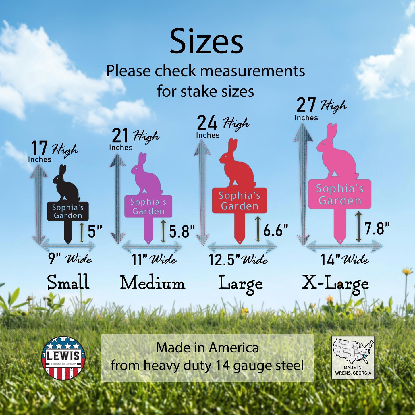 Custom Rabbit Metal Garden Sign - Personalized Bunny Yard Stake, Outdoor Decor