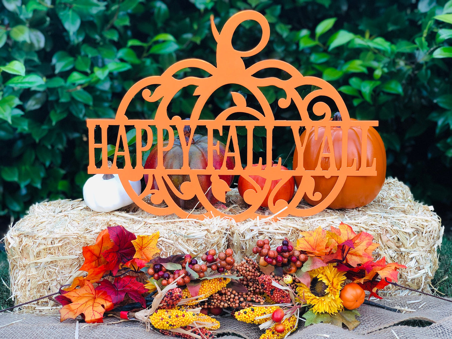 Happy Fall Yall Pumpkin Metal Sign, Fall Door Hanger, Fall Wreath, Fall Decor, Metal Signs, Home Decor, Gift Ideas, Holiday
