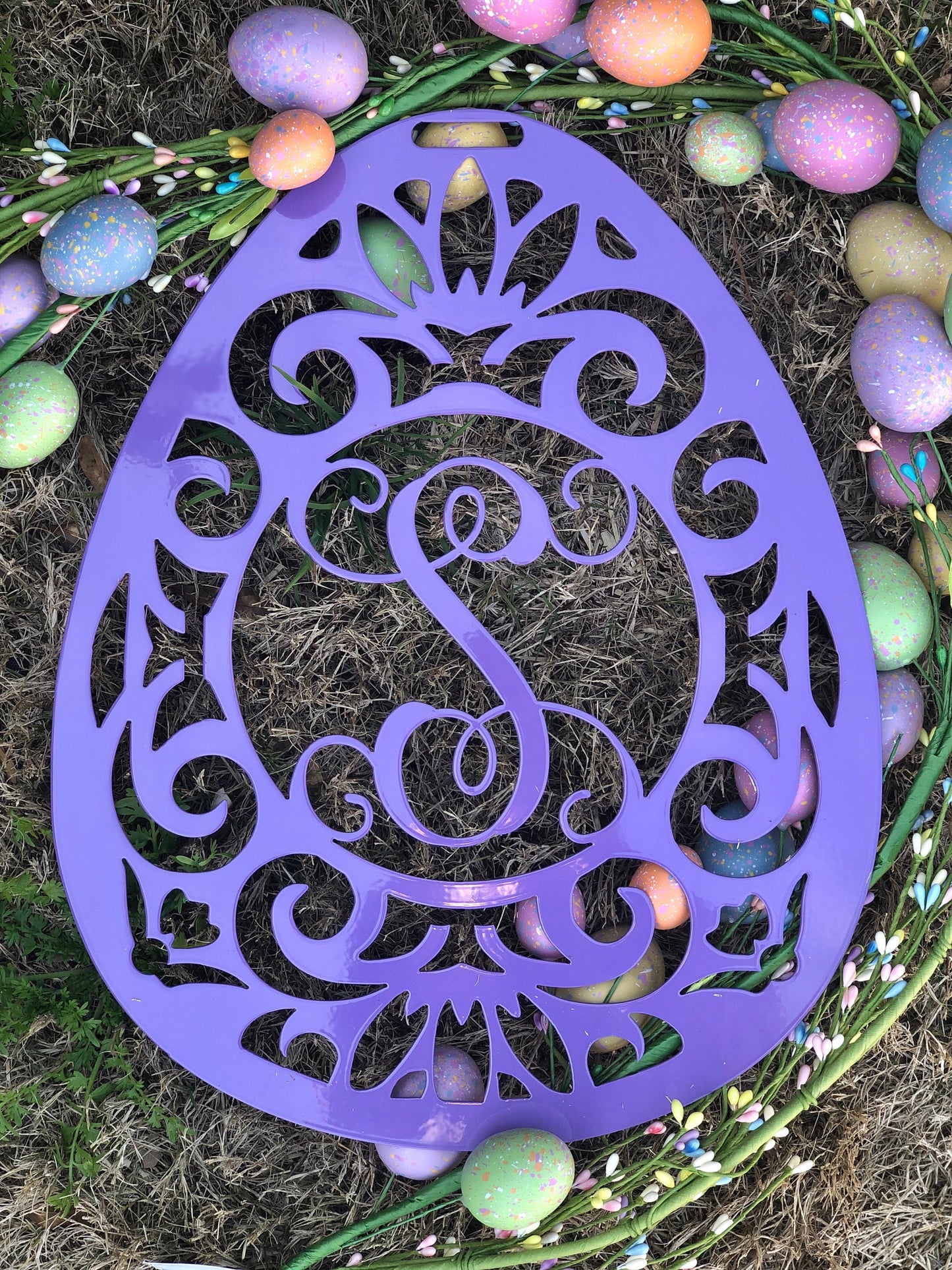 Easter Egg Door Hanger Monogram Metal Sign, Easter Door Hanger, Easter Decor, Easter Wreath, Easter Egg, Spring Door Hanger, Spring Wreath