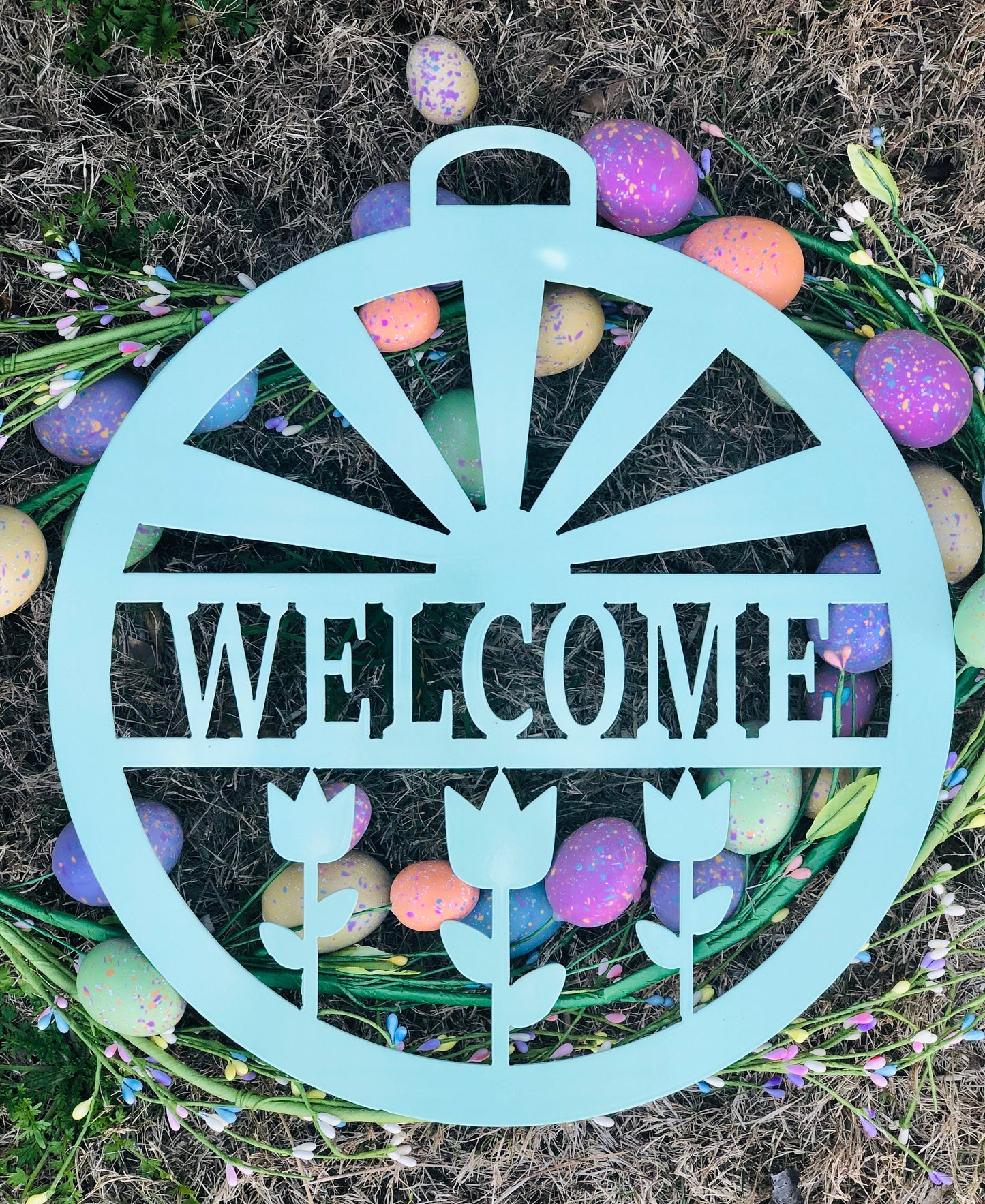 Spring Welcome Sign, Welcome Door Hanger, Spring Door Hanger, Spring Wreath, Welcome Wreath, Spring Outdoor Decor