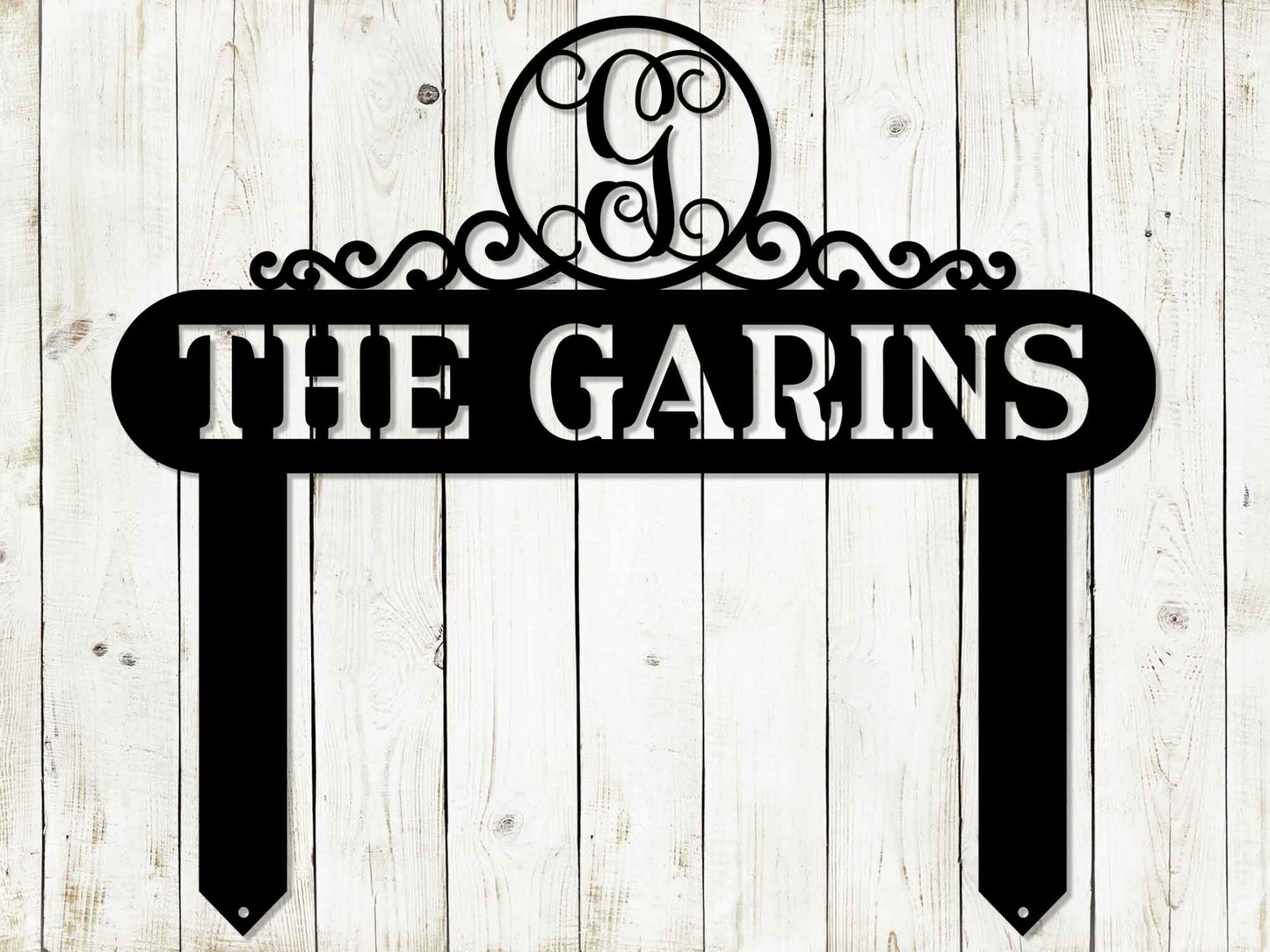 Monogram Scroll Yard and Garden Sign