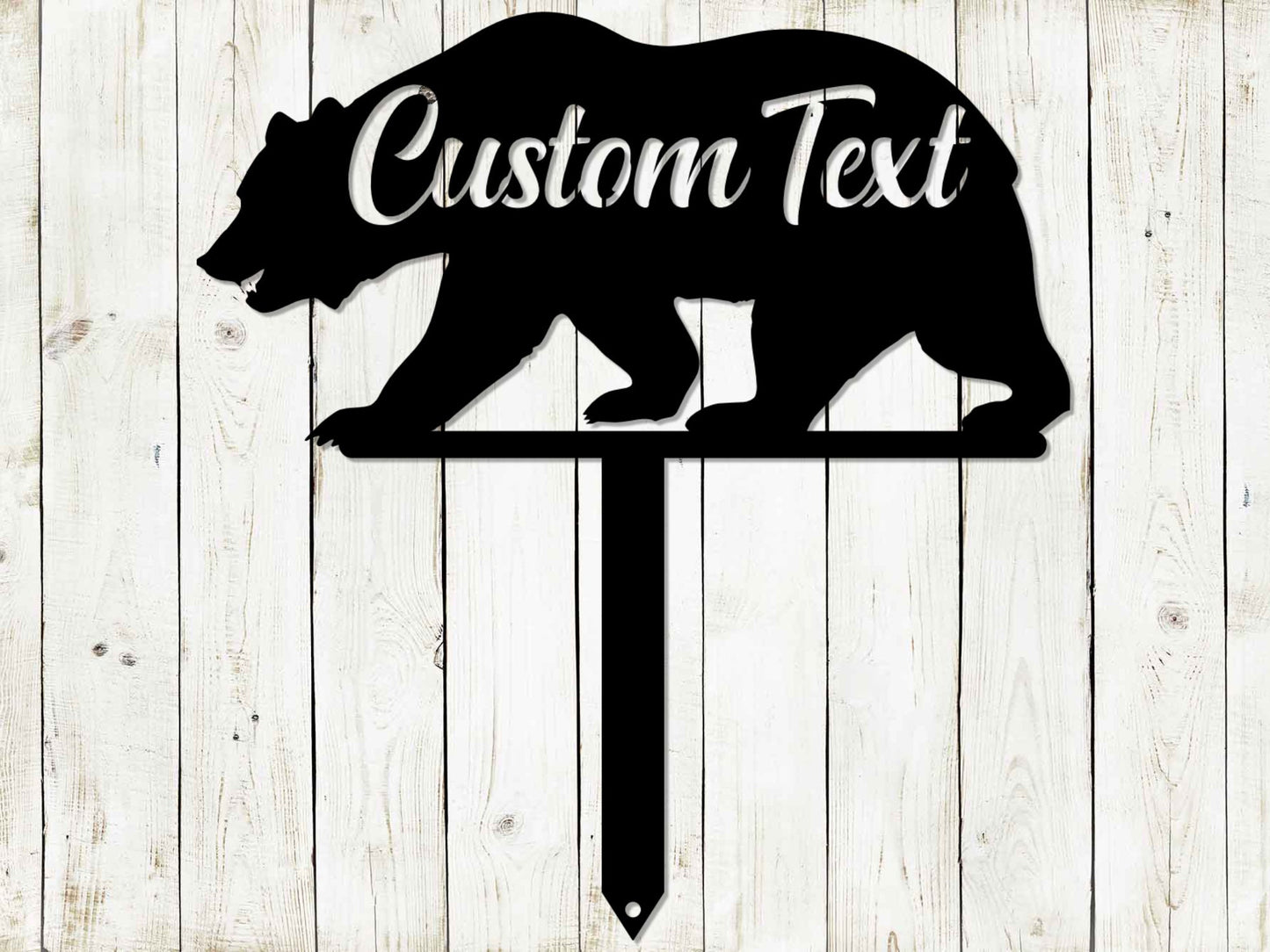 Bear Stake Metal Sign, Metal Sign, Custom Sign, Bear Sign, Cabin Sign, Mountain Sign, Nature Sign, Name Sign, Address Sign