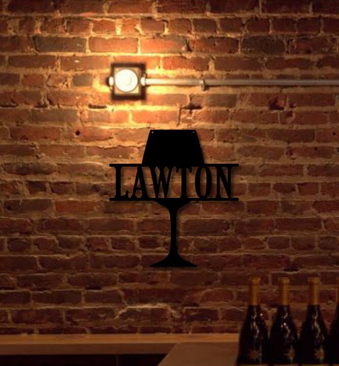 Wine Glass Custom Metal Sign, Monogramed Metal Sign, Bar Decor, Home Decor, Kitchen Decor, Wine Bar, Custom Metal Sign, Wine Time, Home Bar