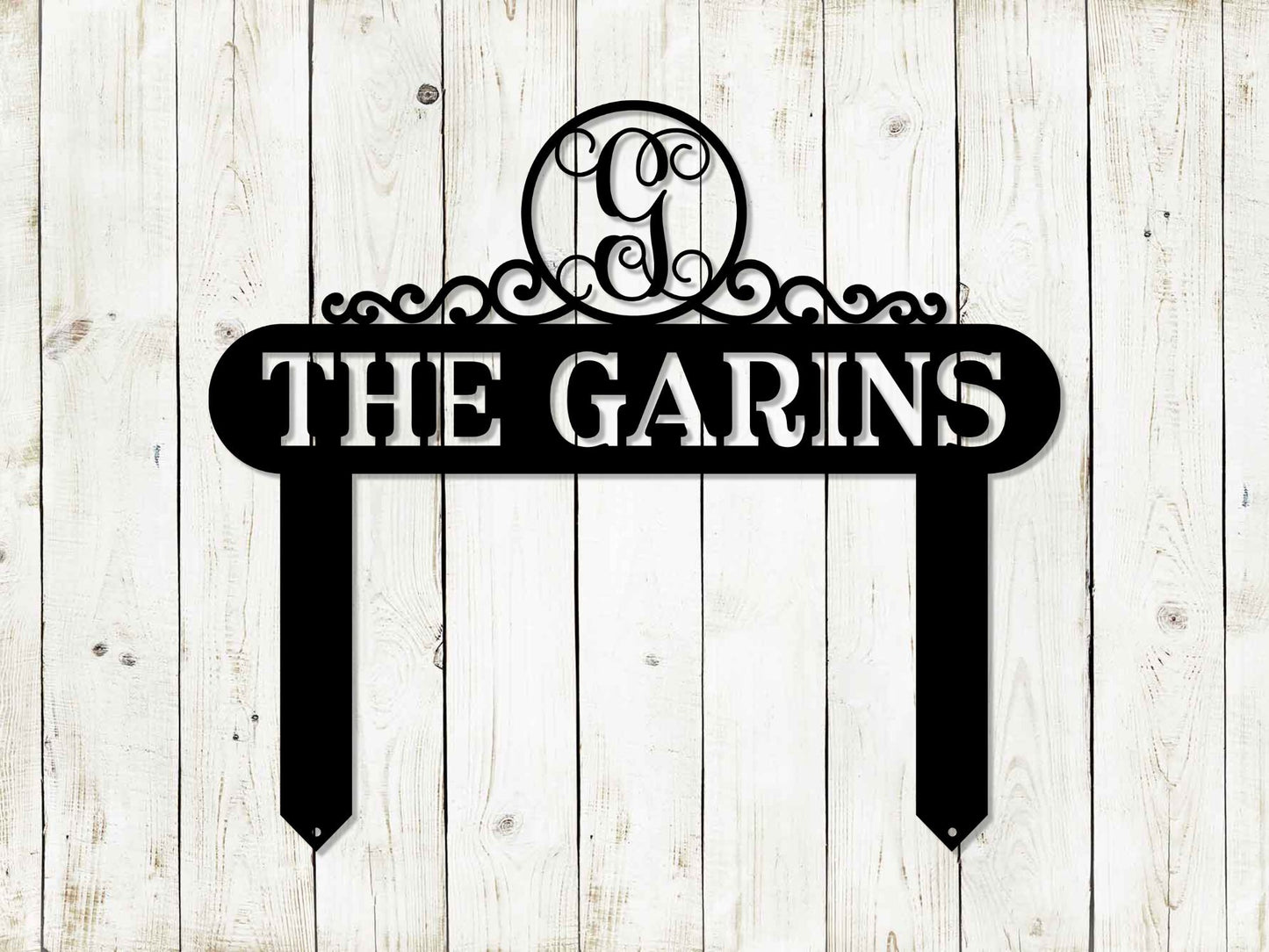 Monogram Scroll Yard and Garden Sign