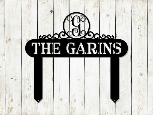 Monogram Scroll Yard and Garden Sign