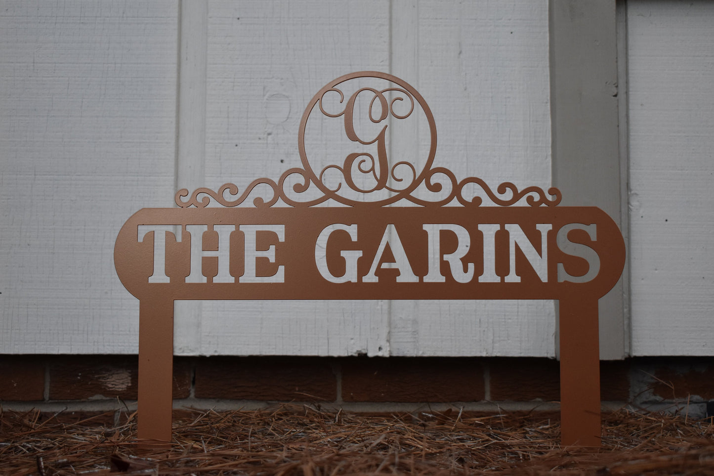 Monogram Scroll Yard and Garden Sign