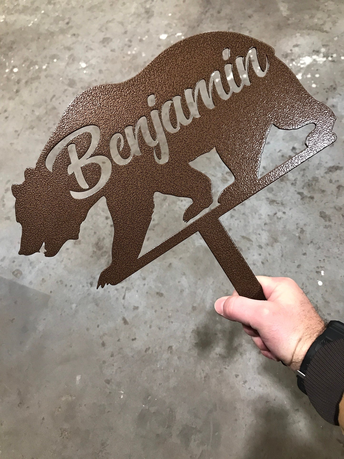 Bear Stake Metal Sign, Metal Sign, Custom Sign, Bear Sign, Cabin Sign, Mountain Sign, Nature Sign, Name Sign, Address Sign