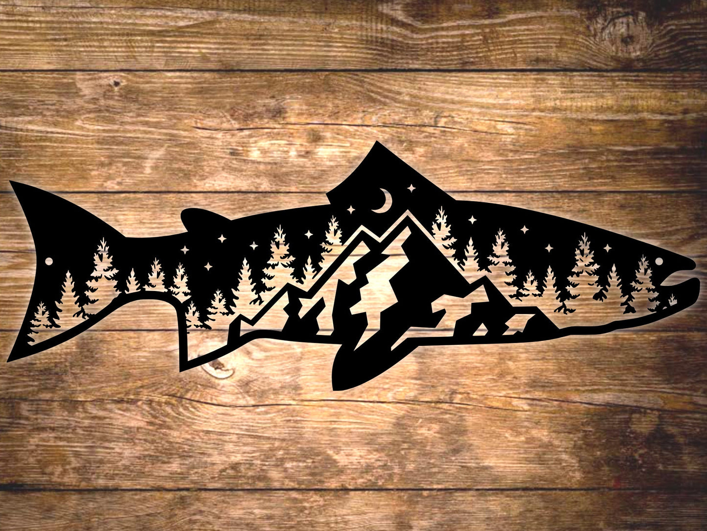 Trout Fish Metal Sign, Fishing Sign, Summer Outdoor Yard Decor, Mountain Sign, Trout Fishing, Cabin, Lodge, Cabin Decor, Wall decor
