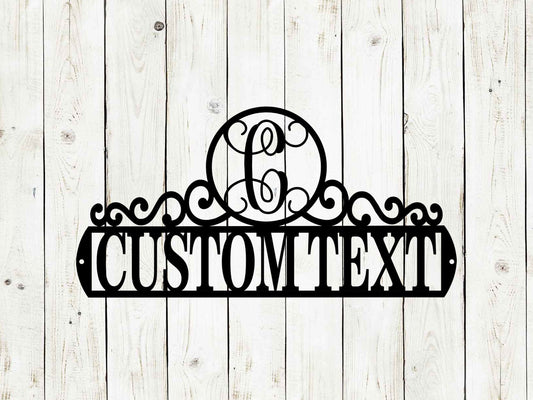 Monogram Scroll Wall Sign, Monogram Metal Sign, Custom Sign, Address Sign, Family Name Sign, Metal Art, Wall Decor, Metal Sign, Address
