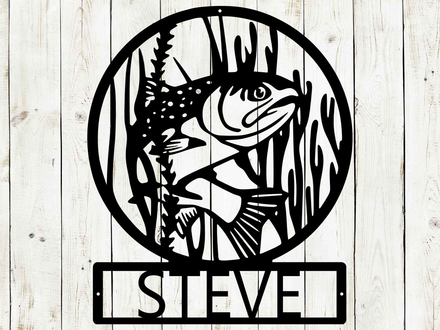 Trout Fish Monogram, Custom Name Sign, Monogram, Wedding Gift, Fishing Sign, Country Cottage, Cabin Sign, Fathers Day
