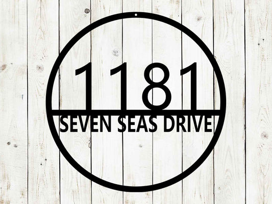 Circle Address Monogram Metal Sign, Custom Address Sign, Address Sign, Family Name Sign, Wall Address Sign, Personalized Address Sign