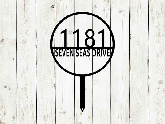 Circle Address Stake Monogram Metal Sign, Custom Address Sign, Address Sign, Family Name Sign, Wall Address Sign, Personalized Address Sign