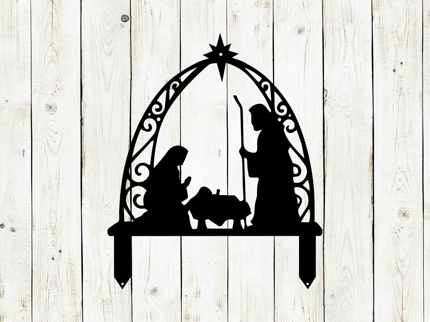 Nativity Metal Yard Sign, Nativity Set, Nativity Scene, Scroll Design Nativity Set, Manger Scene, Outdoor Christmas Decor, Christmas Yard Decor, Christian Christmas