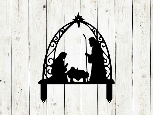 Nativity Metal Yard Sign, Nativity Set, Nativity Scene, Scroll Design Nativity Set, Manger Scene, Outdoor Christmas Decor, Christmas Yard Decor, Christian Christmas
