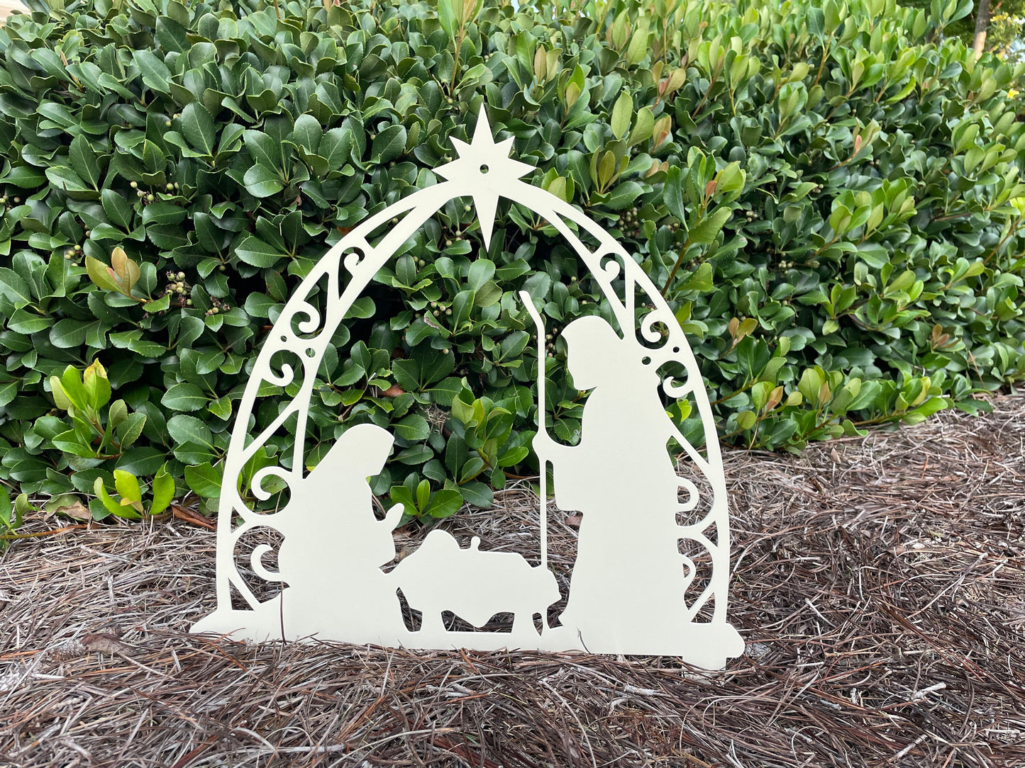 Nativity Metal Yard Sign, Nativity Set, Nativity Scene, Scroll Design Nativity Set, Manger Scene, Outdoor Christmas Decor, Christmas Yard Decor, Christian Christmas